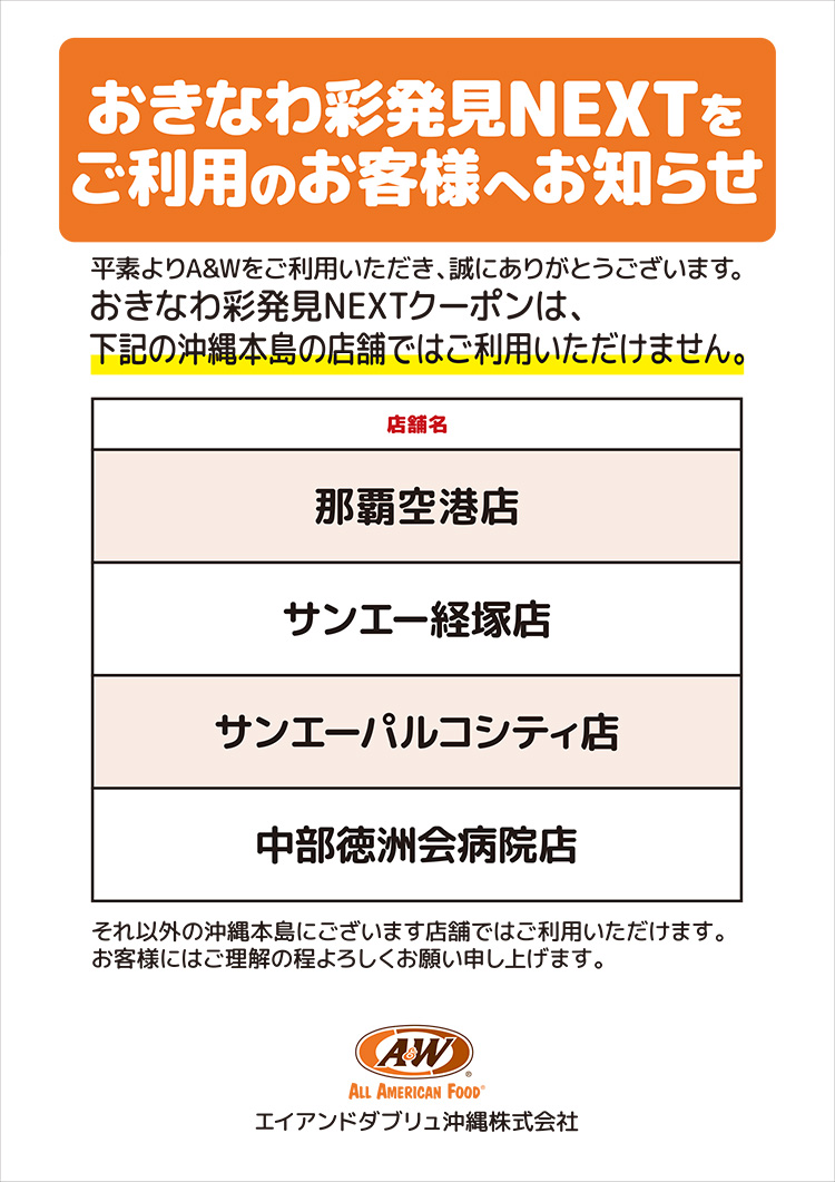 おきなわ彩発見NEXTクーポンについて